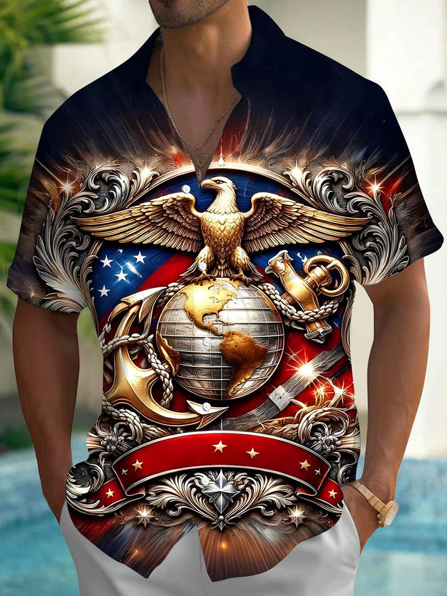 men's eagle print shirt front view Independence Day