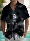 Coconut Tree Moon Men's Pocket Short Sleeve Shirts