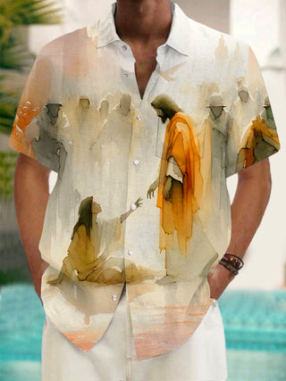 men's art print shirt front view