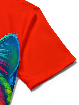 men's cat print shirt close-up short sleeve