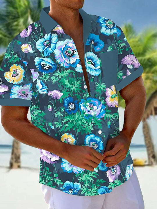 men's floral shirt front view