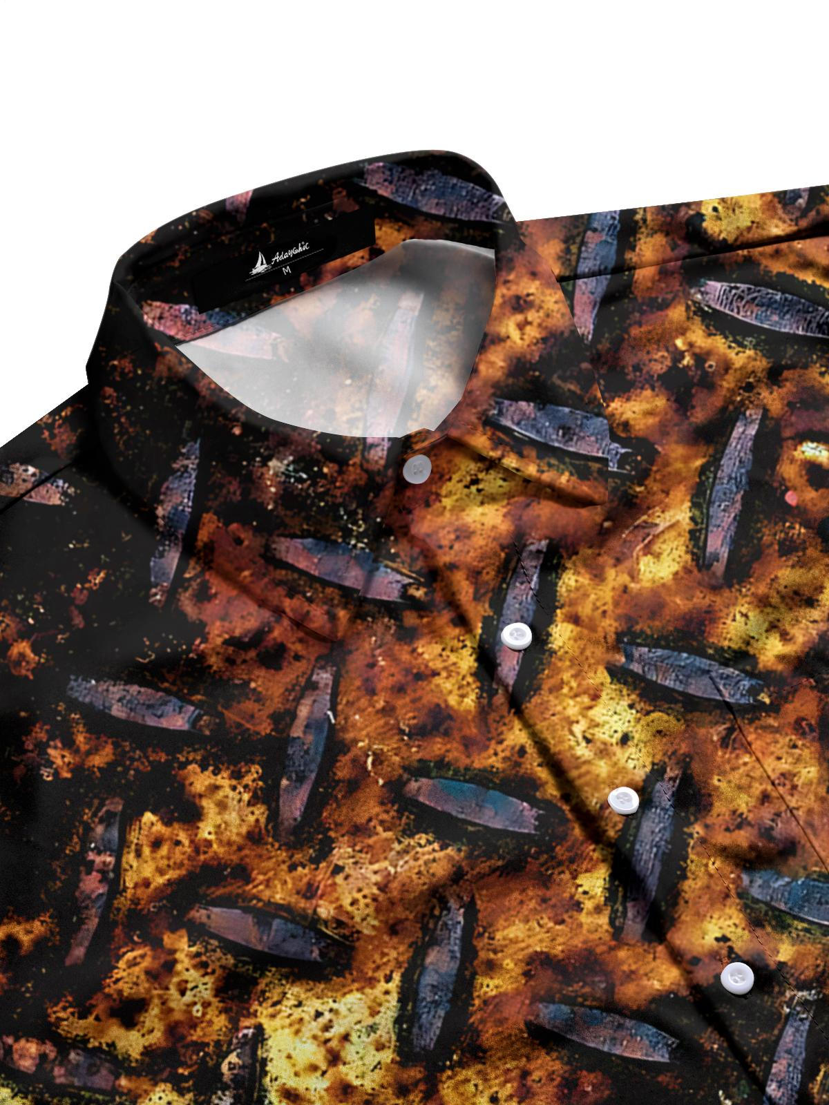 Vintage Rust Print Men's Pocket Long Sleeve Shirts
