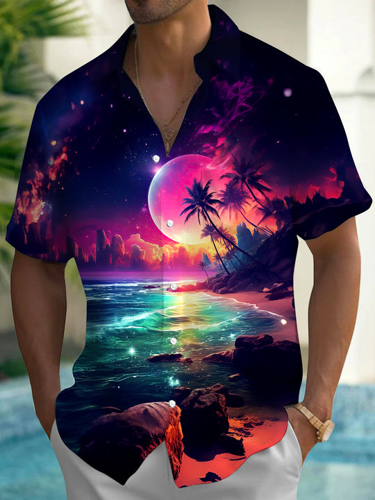 men's Hawaiian shirt front view beach vacation