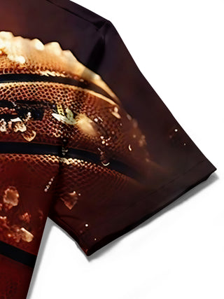 Men's basketball print short sleeve shirt pocket detail close-up
