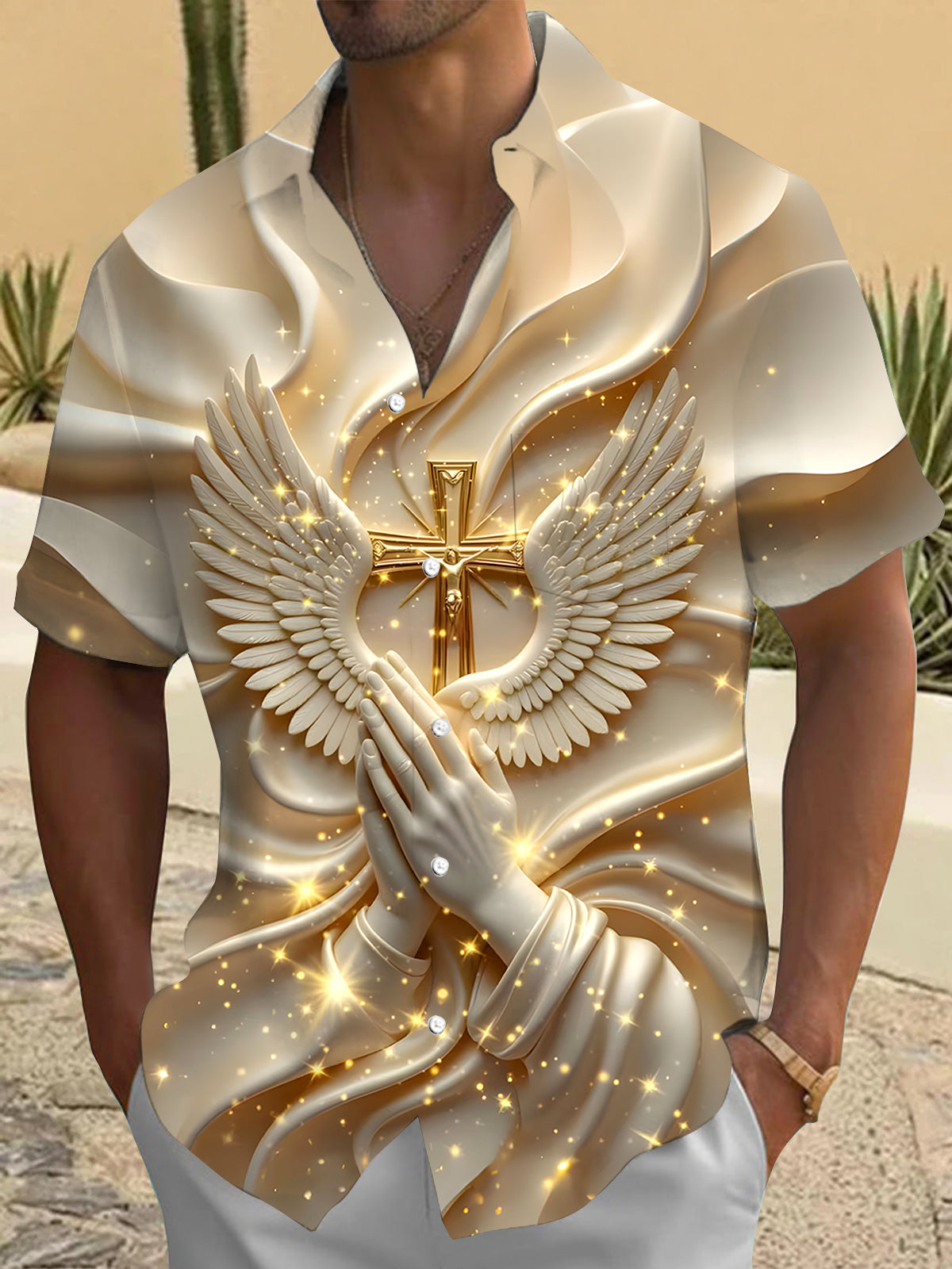 Religion Wings Men's Pocket Short Sleeve Shirts