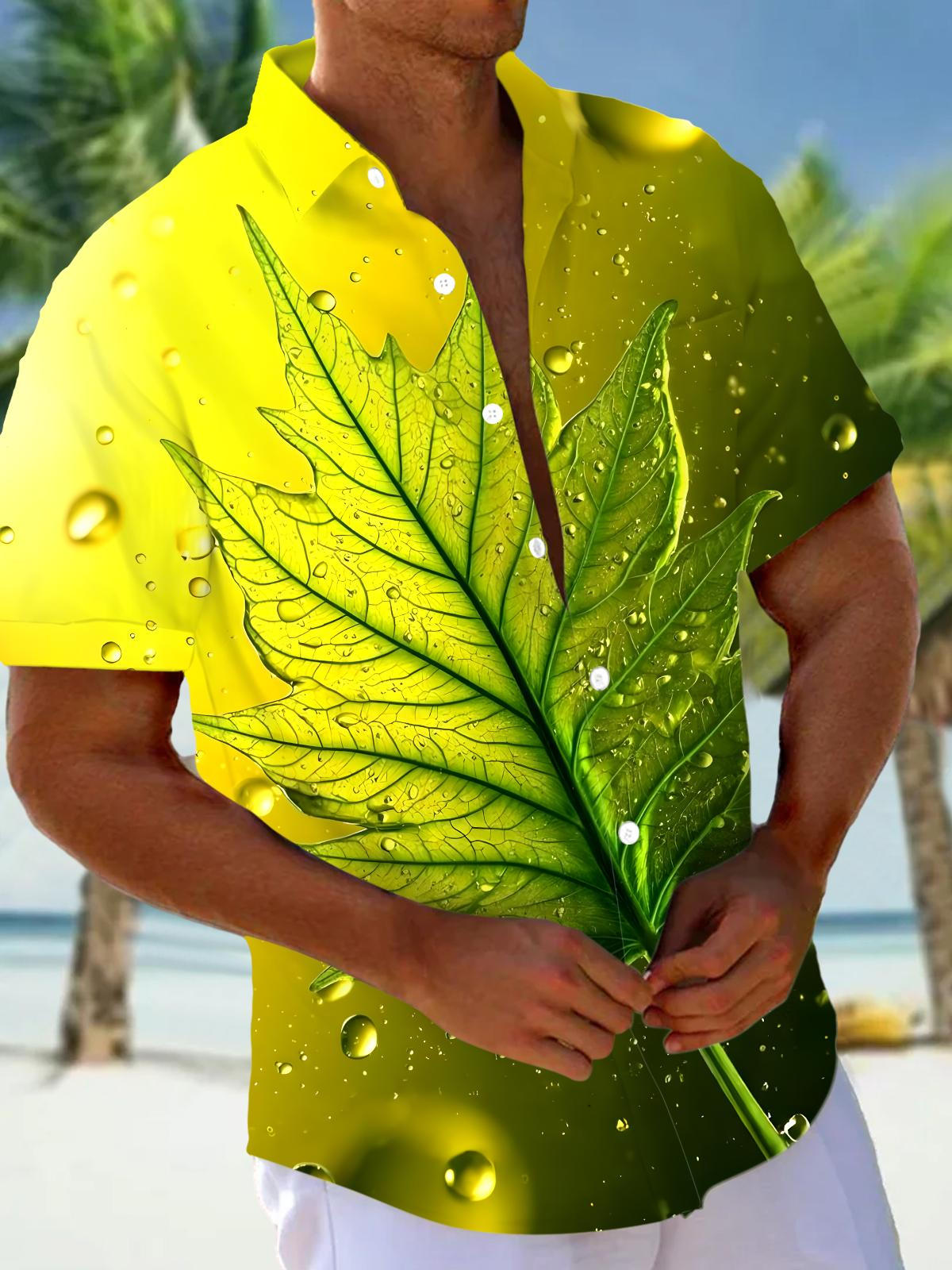 men's Hawaiian shirt front view tropical beach vacation