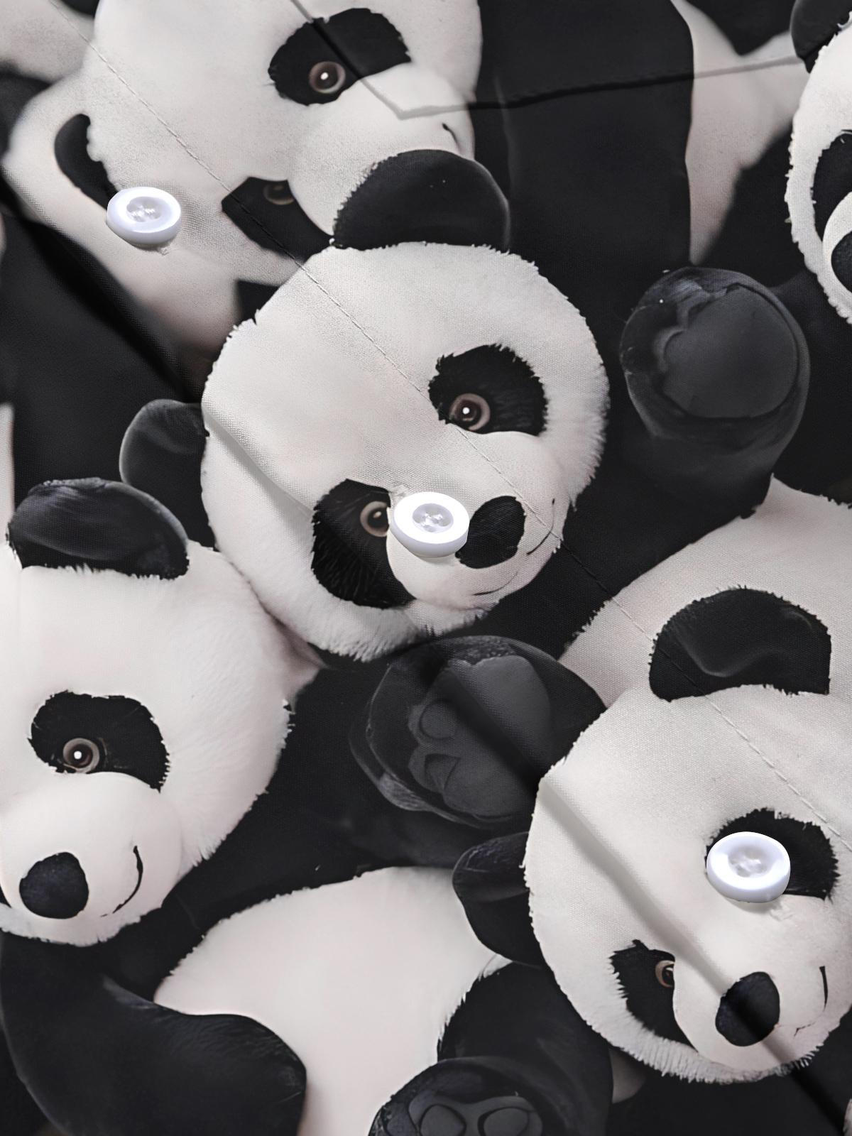 Panda Print Men's Pocket Short Sleeve Shirts