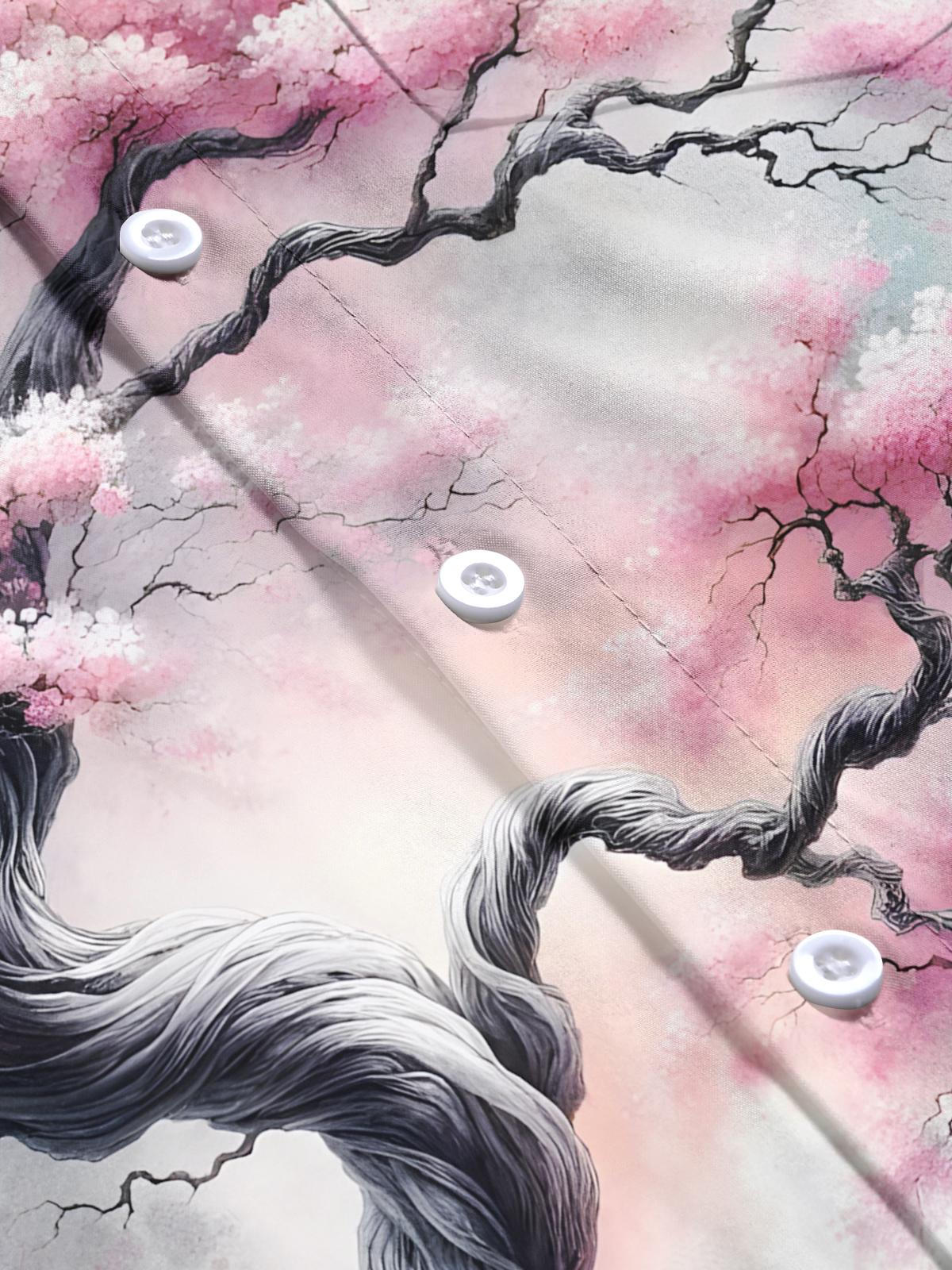 Tree Print Men's Pocket Short Sleeve Shirts