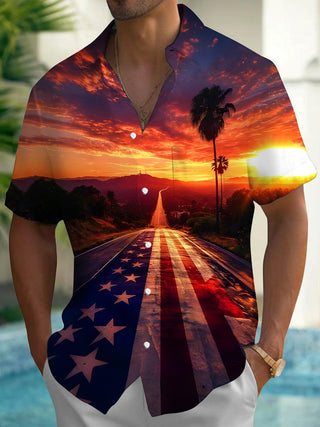men's Hawaiian shirt front view Independence Day