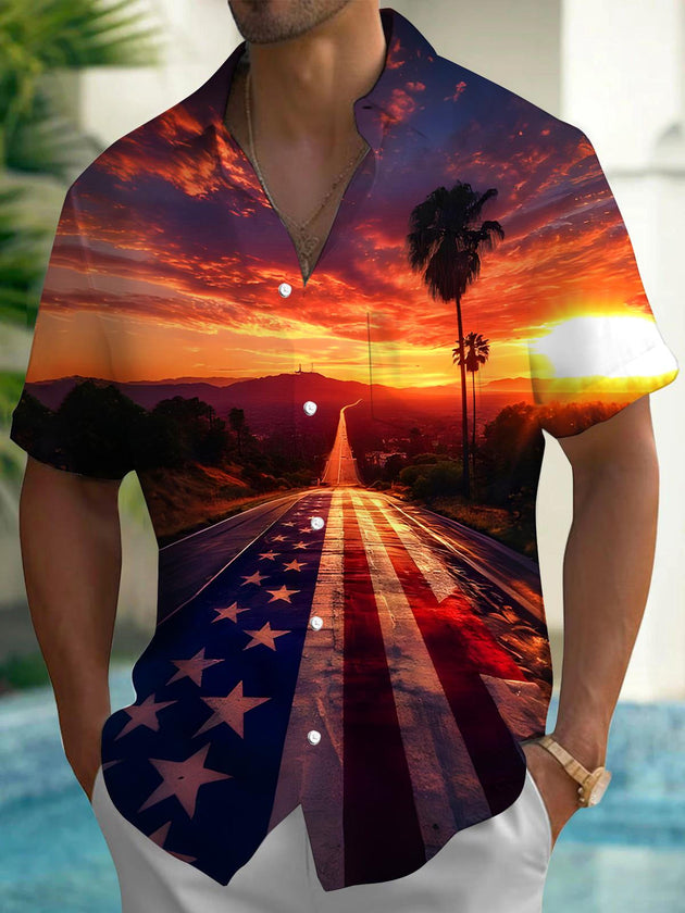 men's Hawaiian shirt front view Independence Day