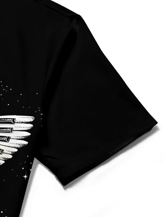 men's printed shirt close-up short sleeve