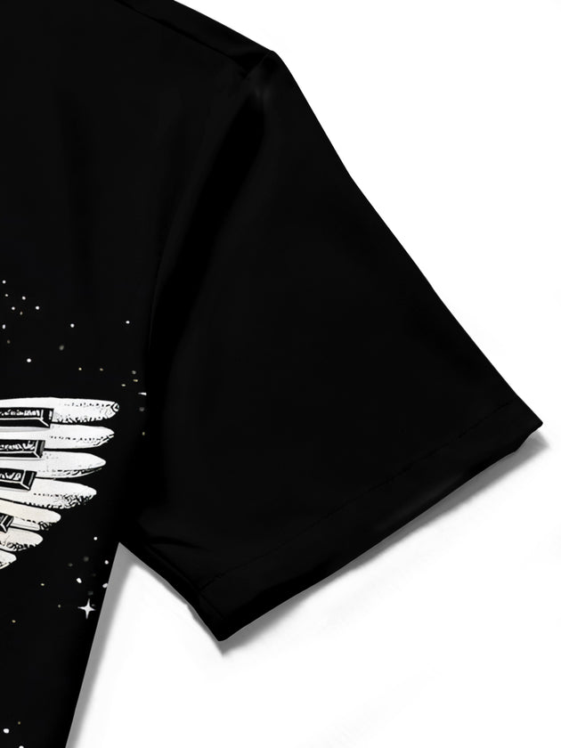 men's printed shirt close-up short sleeve