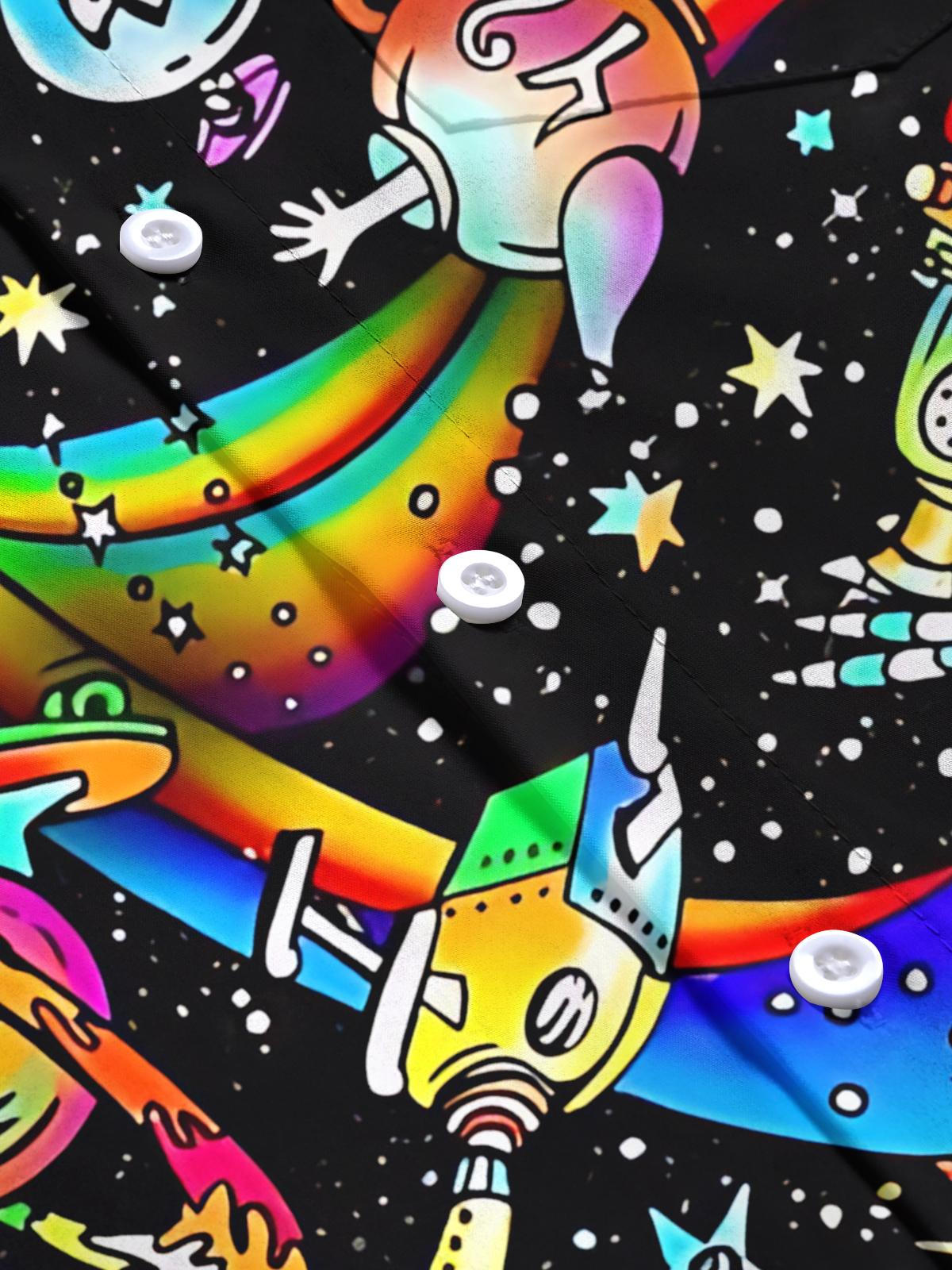 Space Art Print Men's Pocket Long Sleeve Shirts