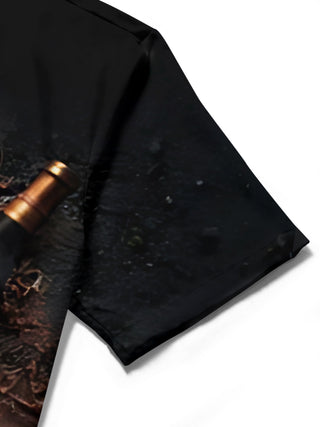 men's red printed shirt close-up short sleeve