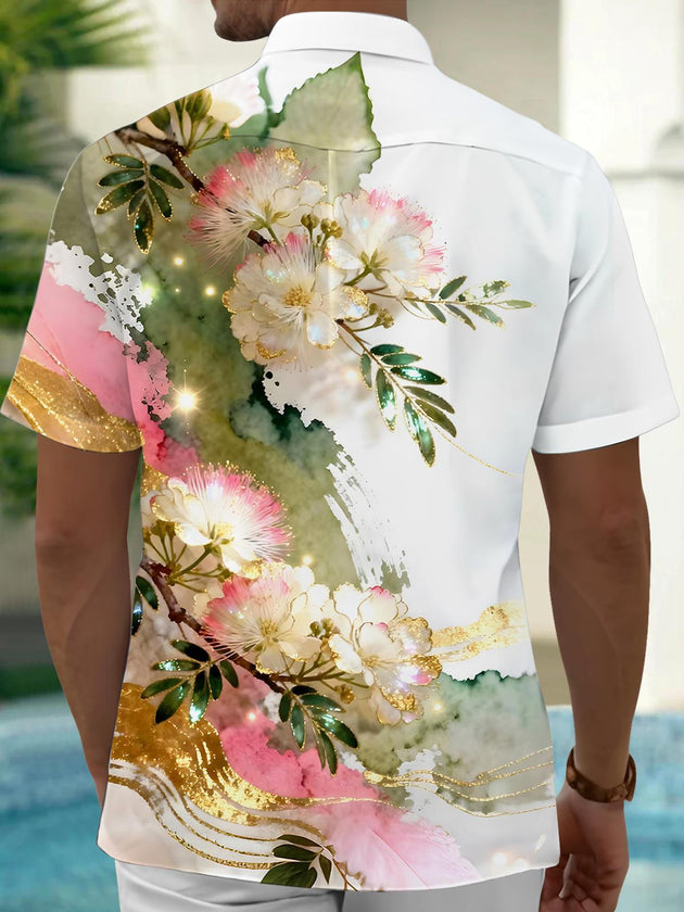 Men's back view floral short sleeve Hawaiian shirt