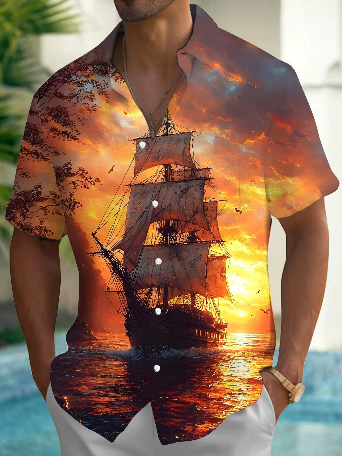 Boat Men's Pocket Short Sleeve Shirts