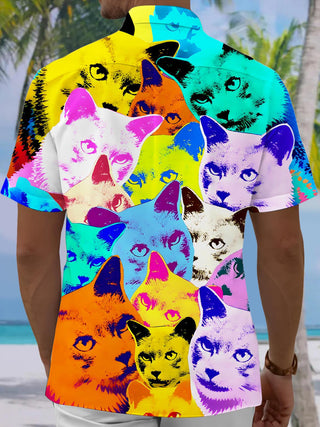 men's kitten pattern shirt back view