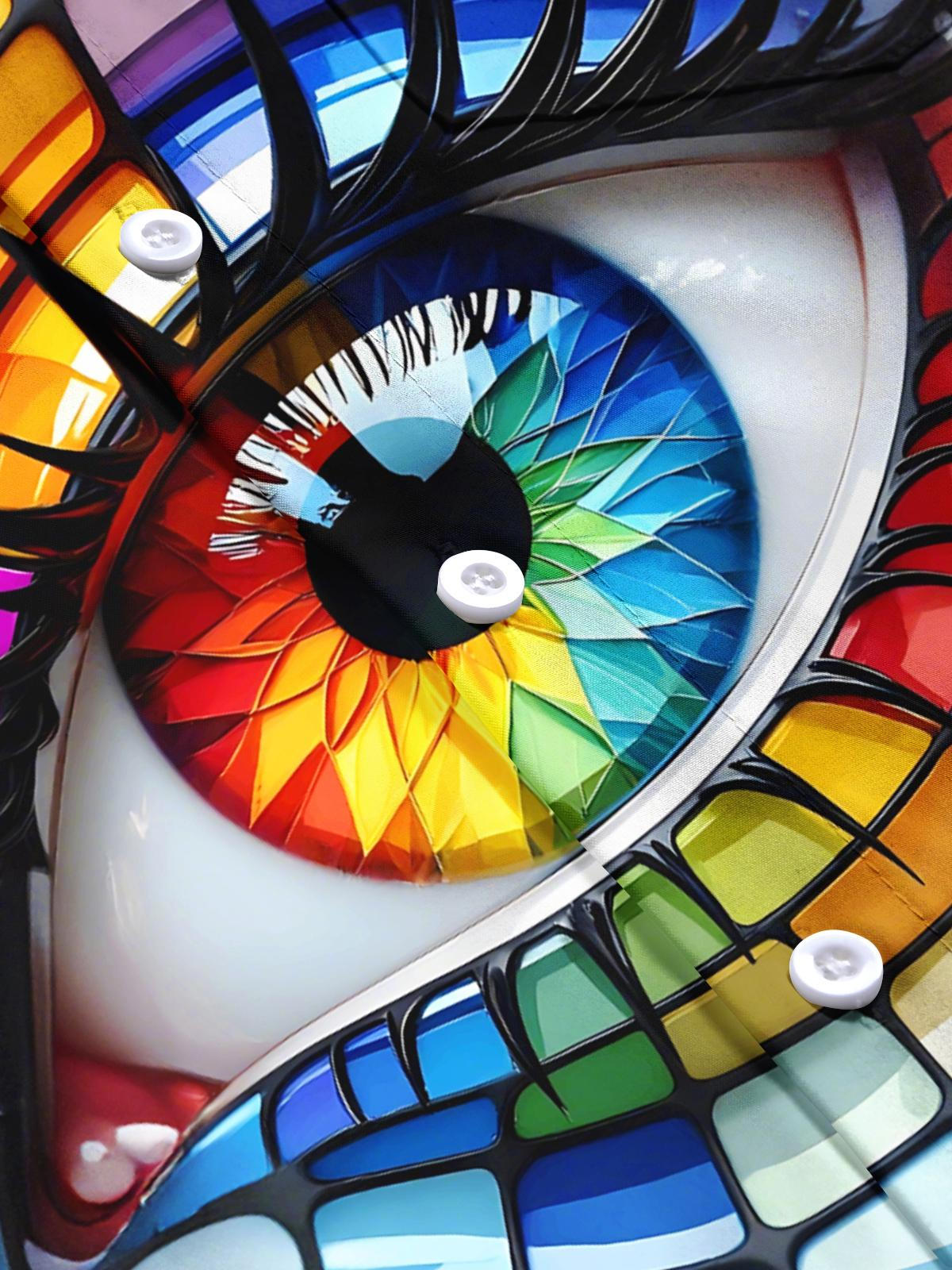 Eye Print Men's Pocket Short Sleeve Shirts