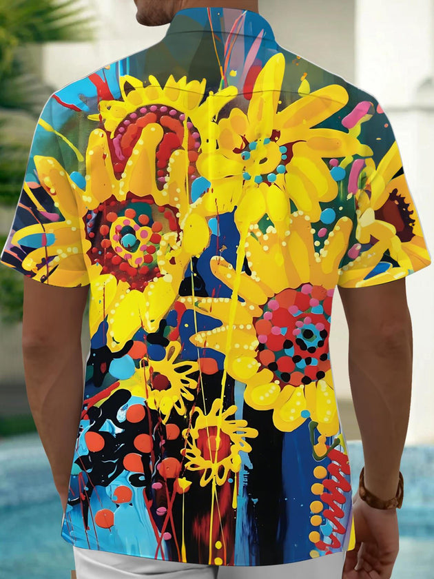 men's flower print shirt back view
