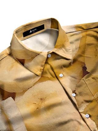Men's banana print short sleeve shirt side view