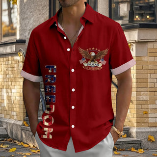 men's red button up shirt Independence Day view 25