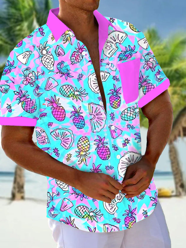 men's Hawaiian shirt front view tropical beach vacation
