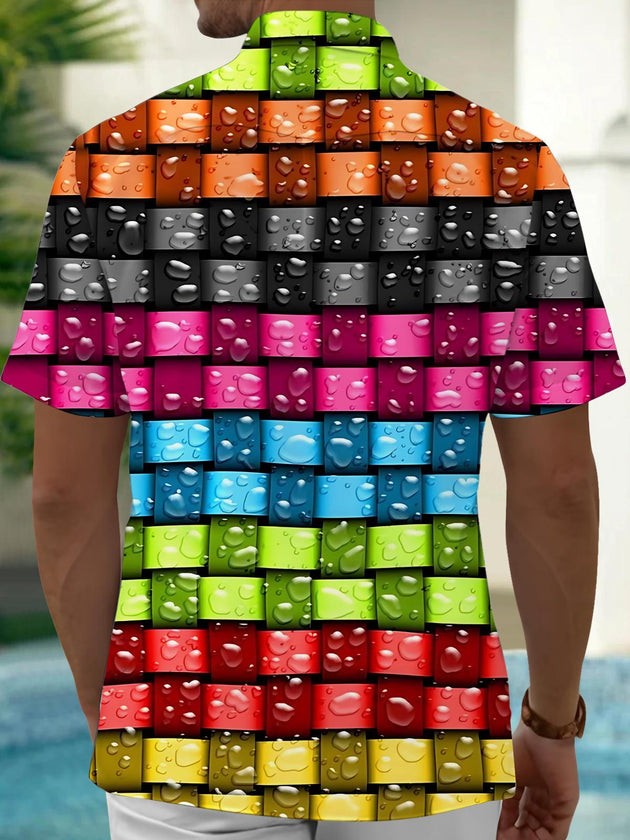 men's abstract print shirt back view