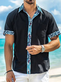 Hawaiian Ethnic Perlis Print Men's Pocket Short Sleeve Shirts