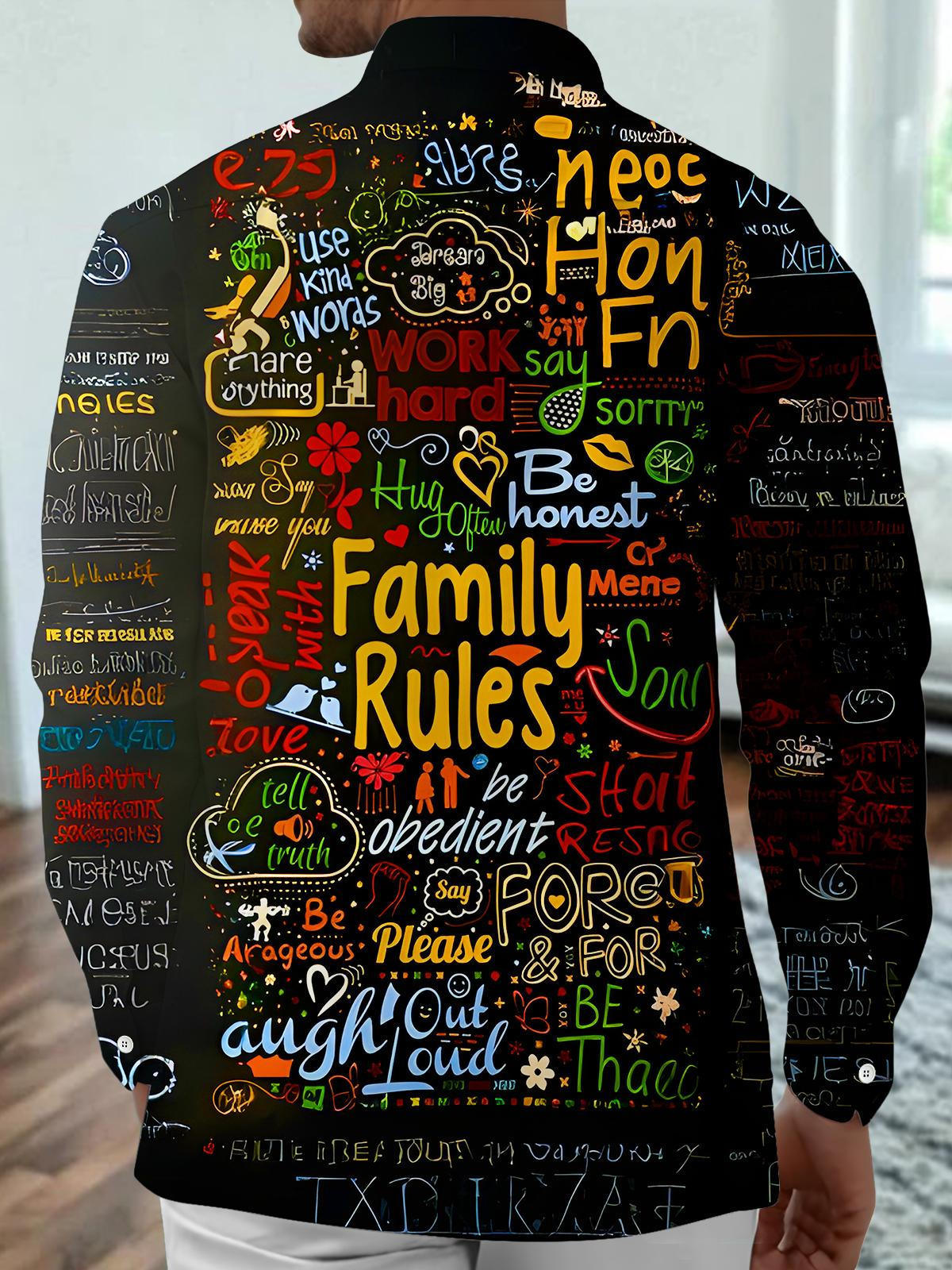 Fun Family Rules Men's Pocket Long Sleeve Shirts