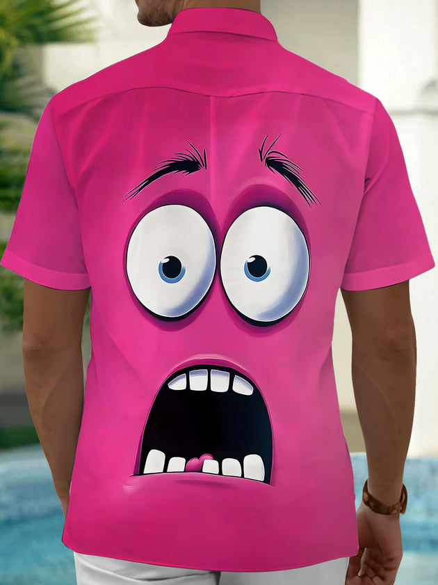 Men's fun print short sleeve shirt back view