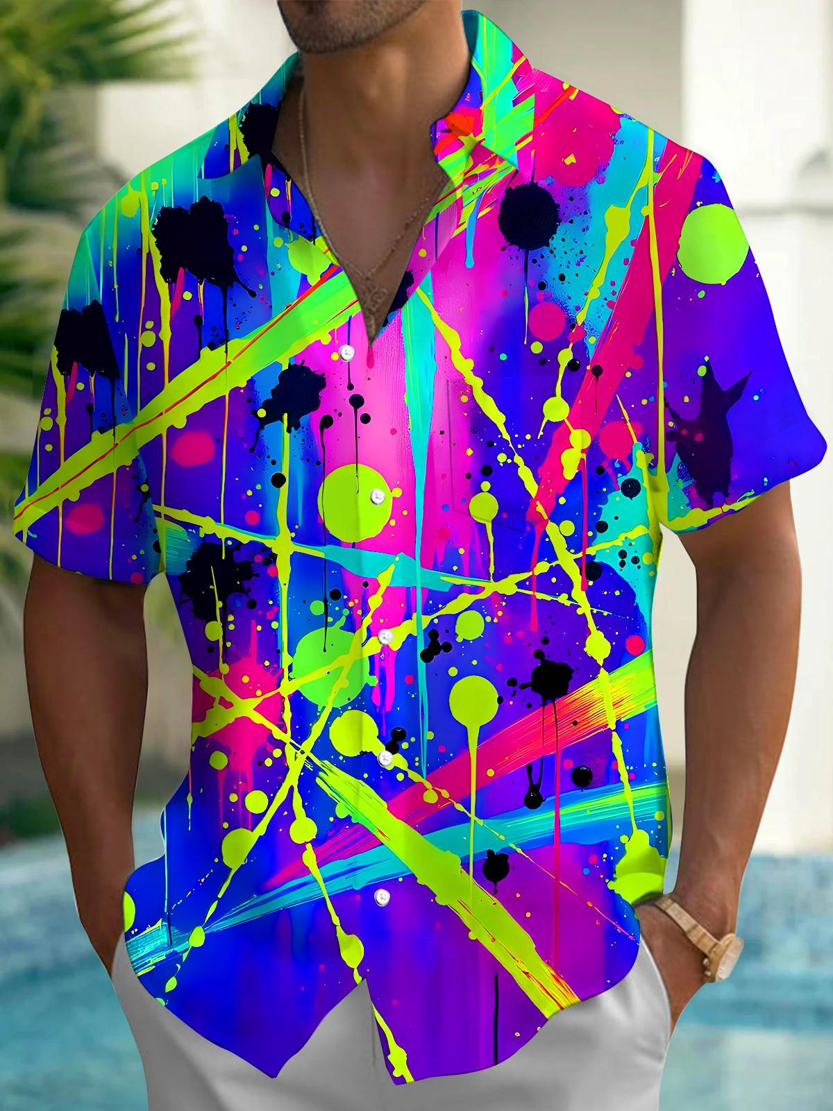 Tie Dye Abstract Men's Pocket Short Sleeve Shirts