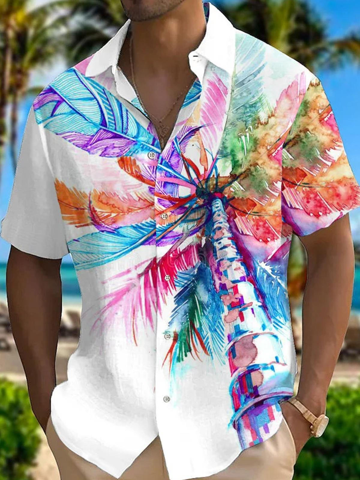 Coconut Tree Men's Pocket Short Sleeve Shirts