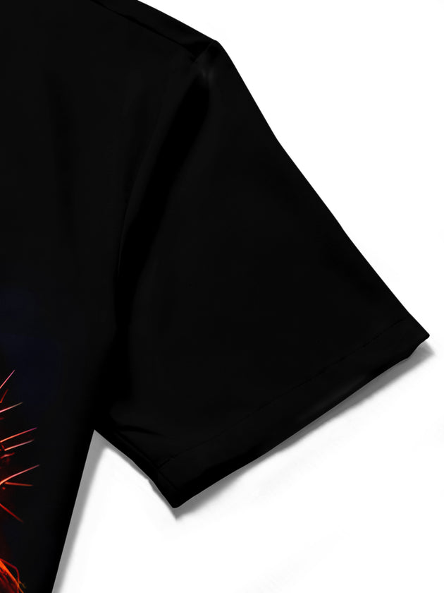 men's printed shirt close-up short sleeve