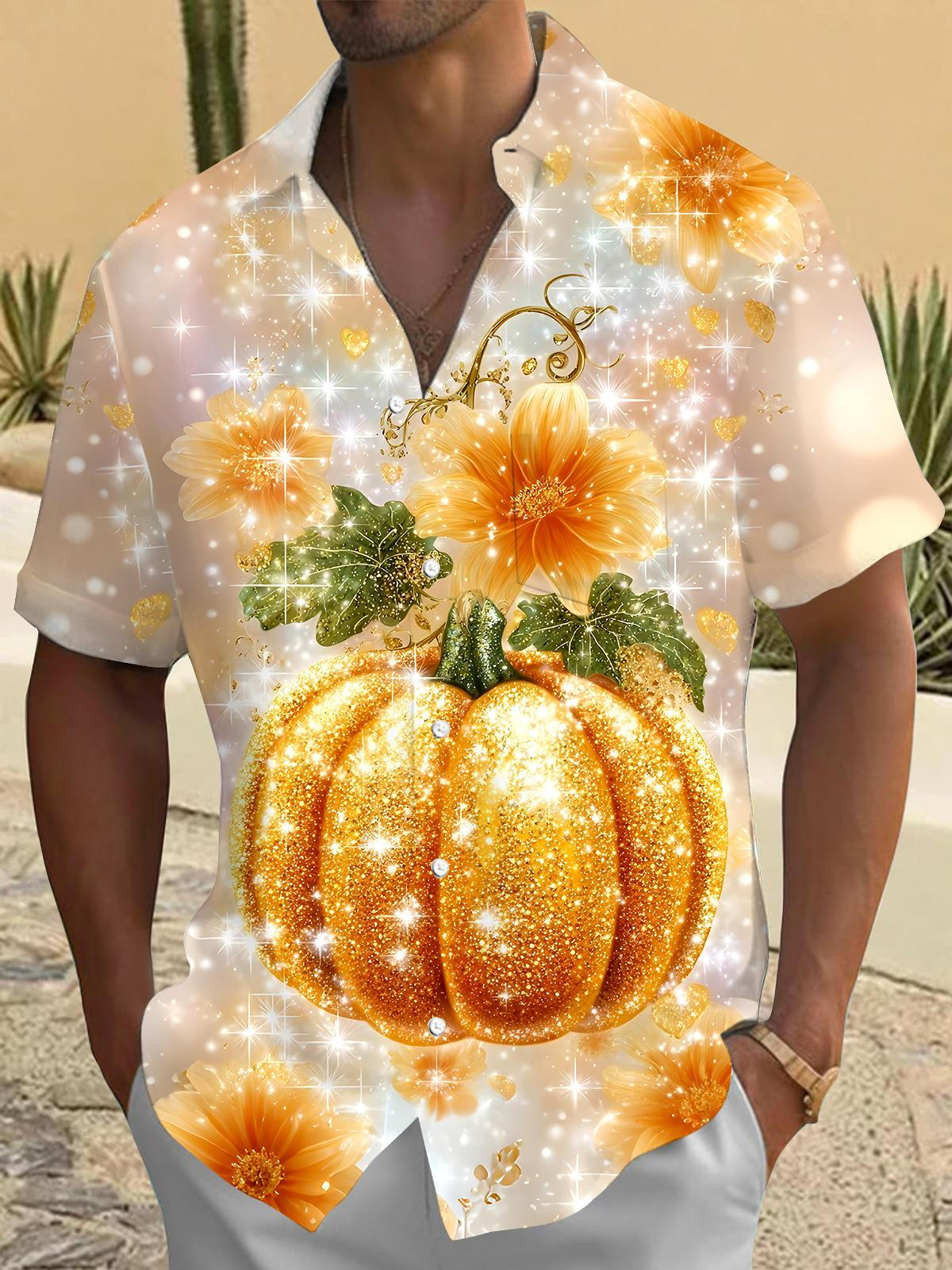 Pumpkin Men's Pocket Short Sleeve Shirts