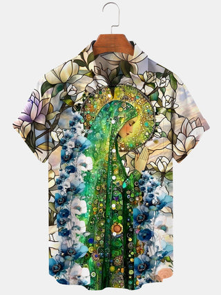 men's floral shirt front view
