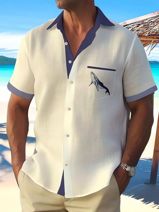 men's Hawaiian shirt front view tropical beach vacation