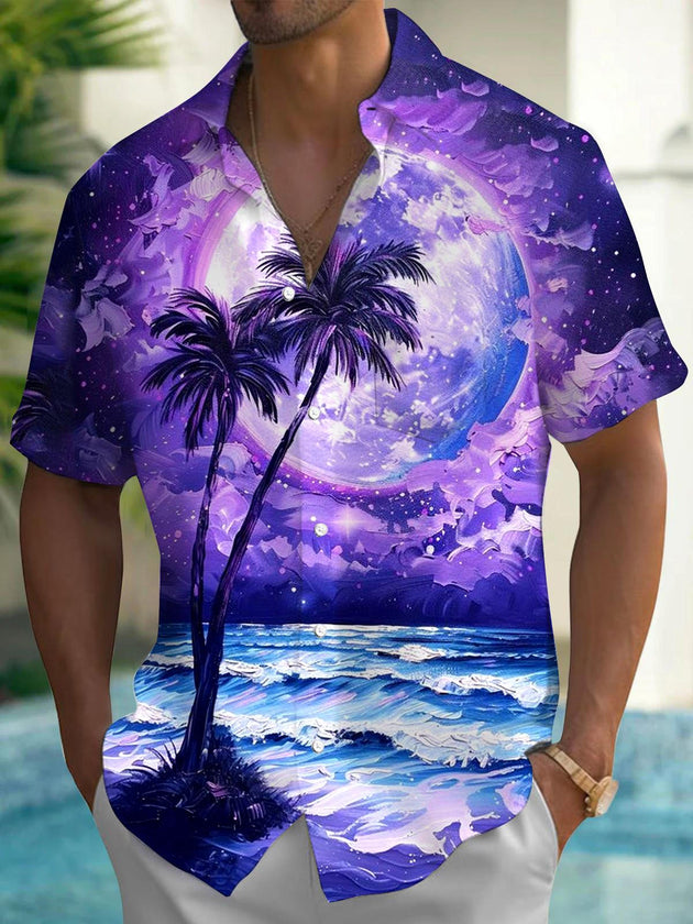 men's Hawaiian shirt front view tropical beach vacation