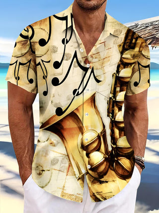 men's music print shirt front view