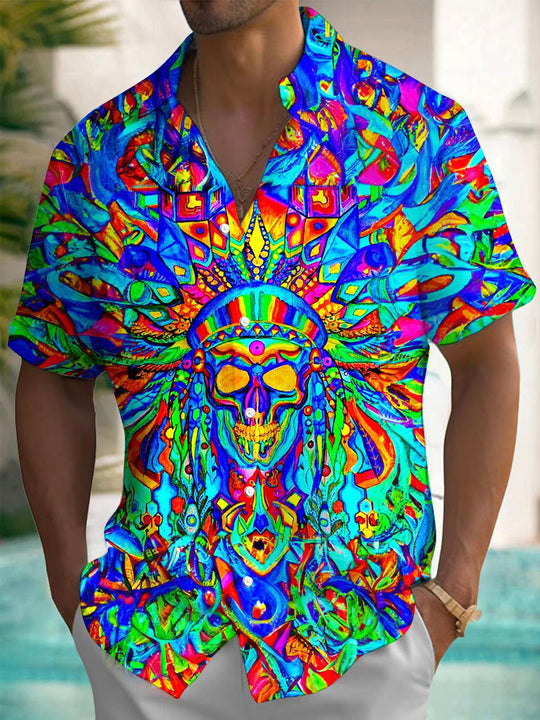 men's patterned sweater shirt front view