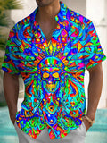 Skull Print Men's Pocket Short Sleeve Shirts