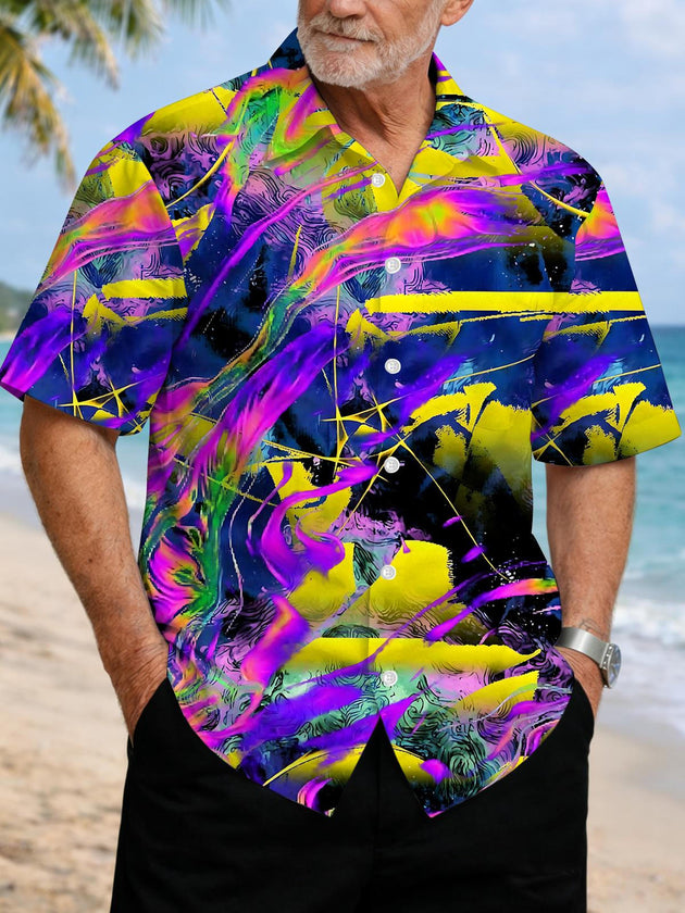 Men's abstract print short sleeve shirt front view