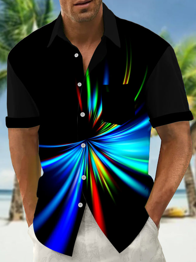 Men abstract print short sleeve shirt front view