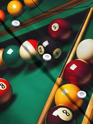 Men's billiards sports print short sleeve shirt flat lay