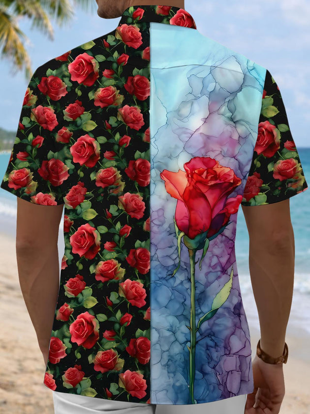 men's floral print shirt back view