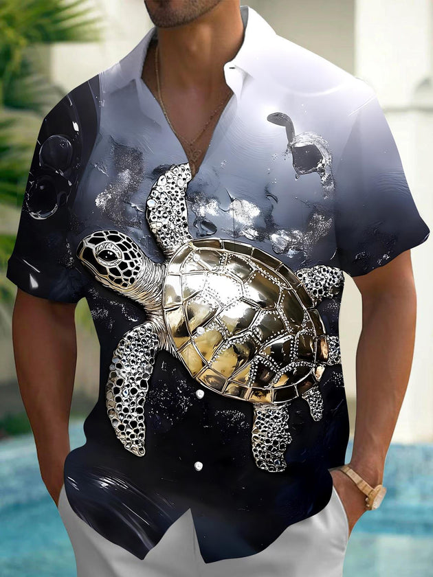 men's Hawaiian shirt front view tropical beach vacation