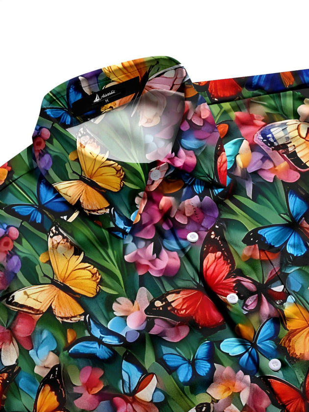 men's garden pattern shirt side view