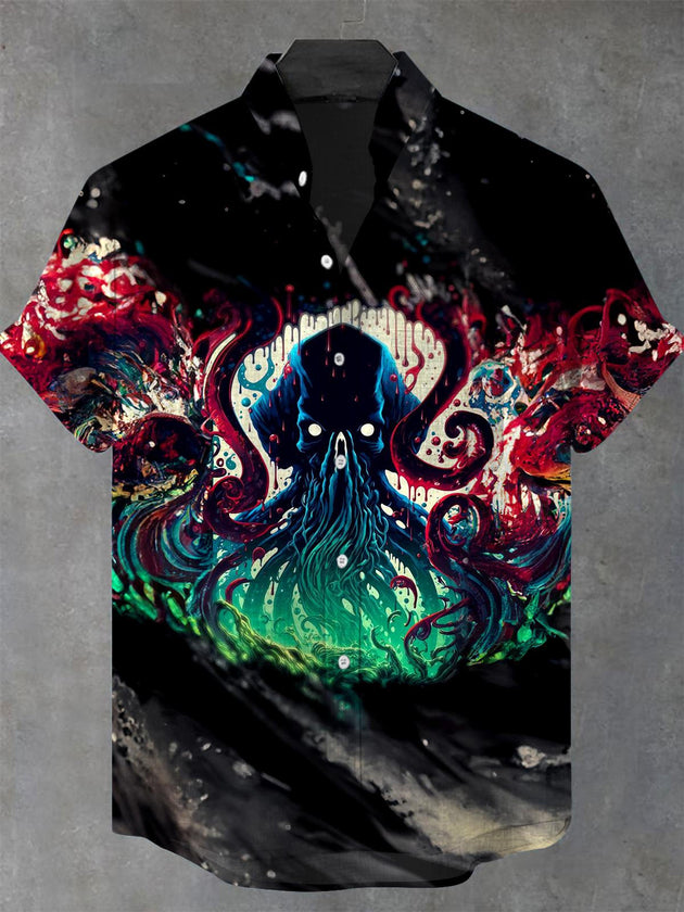 men's octopus print shirt front view