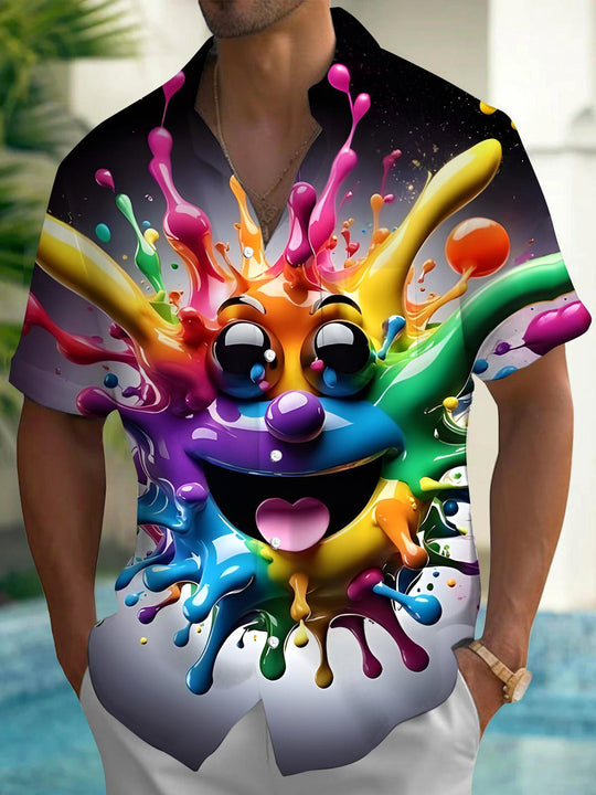 men's funny print short sleeve shirt front view