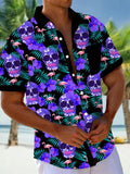 Skull Flamingo Men's Pocket Short Sleeve Shirts