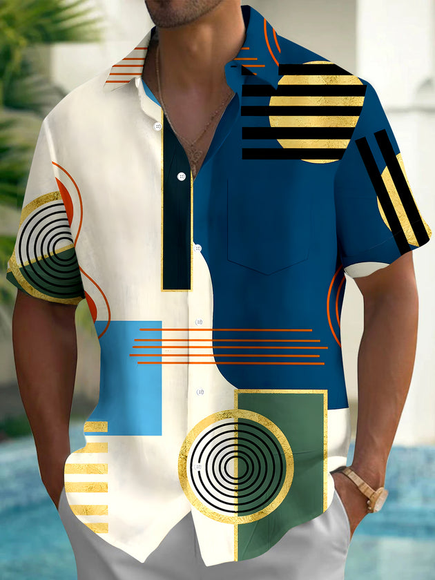 Geometry Men's Pocket Short Sleeve Shirts